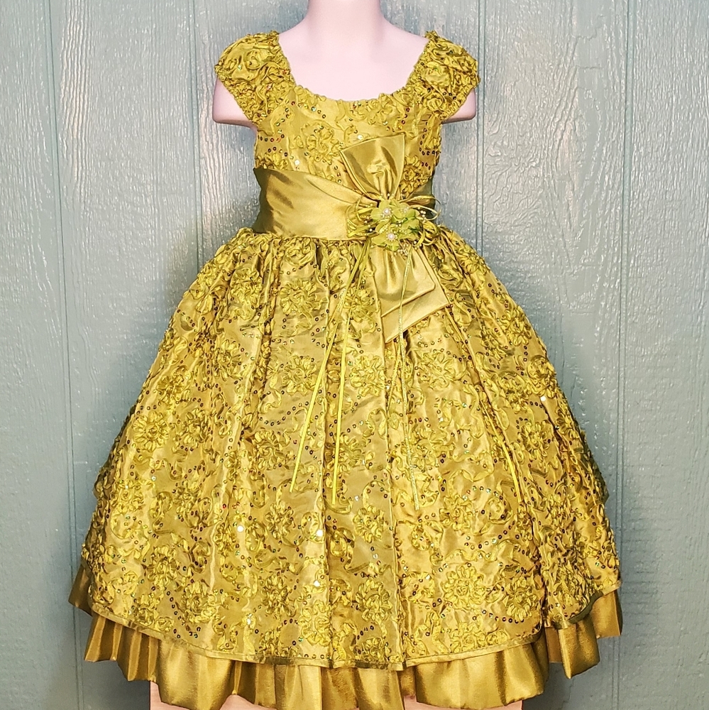 ❤New Princess Green embroidered parties wedding Easter various girls size